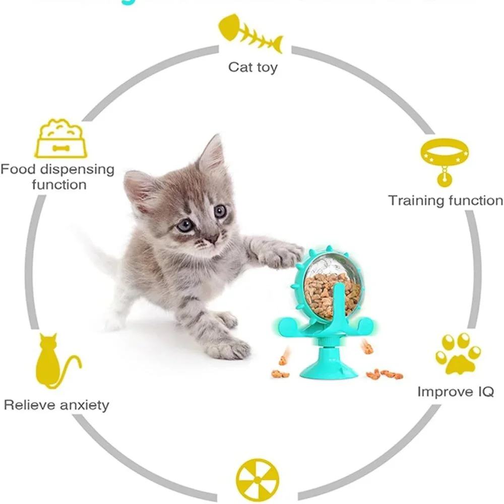 Cat Interactive Feeder Pet Food Toys Feeder 360° Degree Rotating Food Leakage